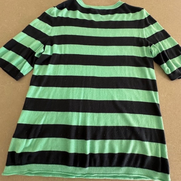 Banana Republic Mint & Navy Striped Silk Cashmere Short Sleeve Sweater EUC - Picture 9 of 10